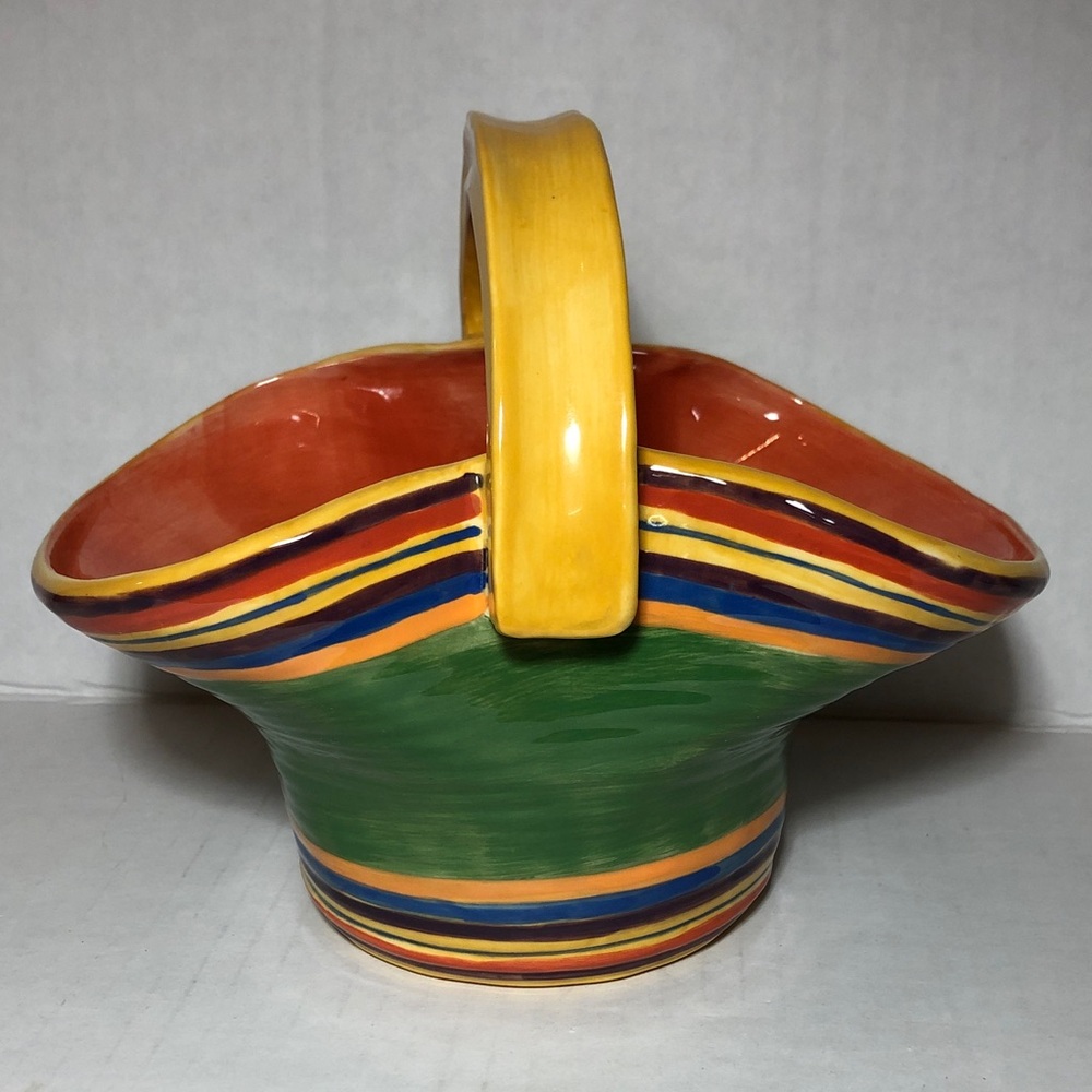 Colorful Ceramic Basket with Handle